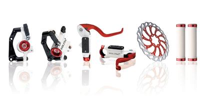 Тормозной набор дисковый гидравлический SKELETAL LIMITED EDITION SXF&R 160LE RED-ROW CLARK'S